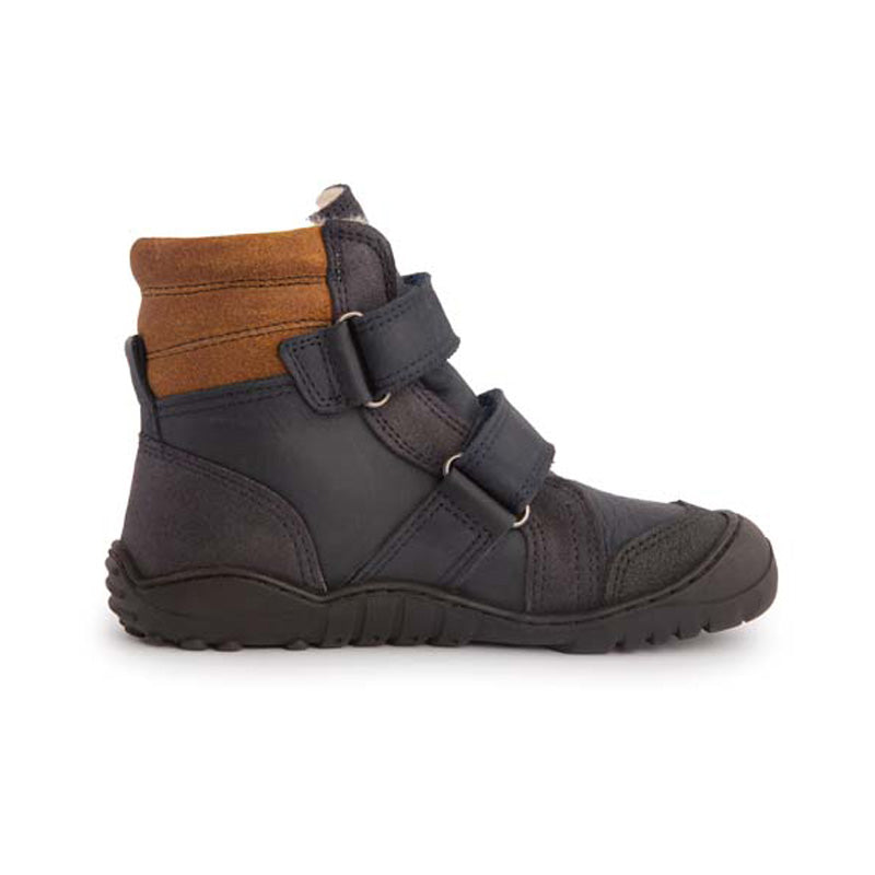 WINTER BOOT BAREFOOT HYDRO TEX MILO I WOLLE - navy-cognac
