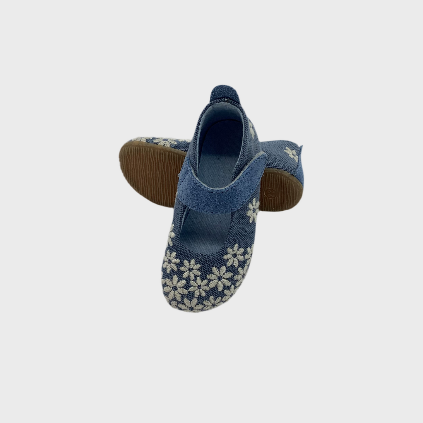 BABY HAUSSCHUH BALLERINA BLÜMCHEN I BAUMWOLLE jeans