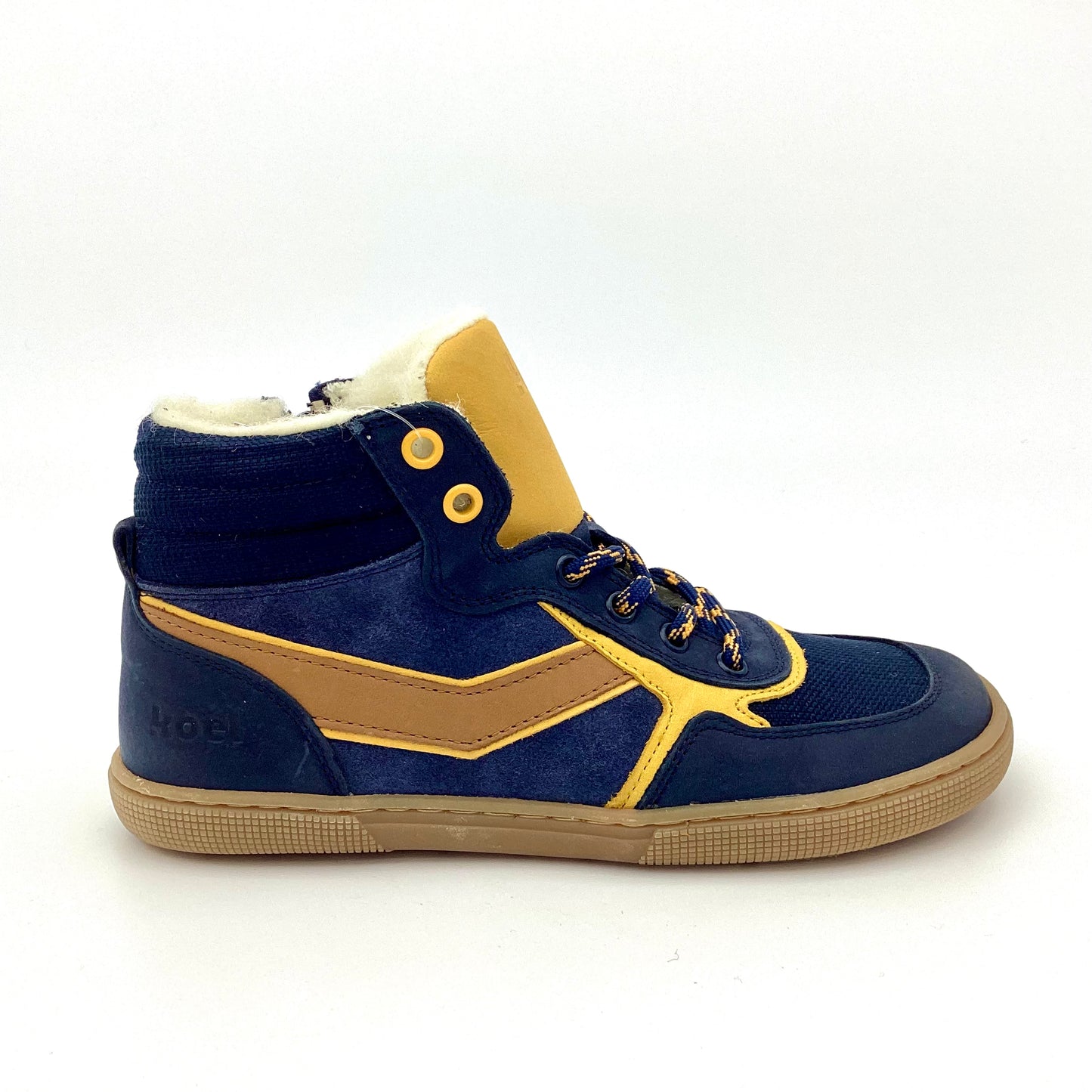SNEAKER DANISH NAPPA I WOLLFUTTER - navy - gelb