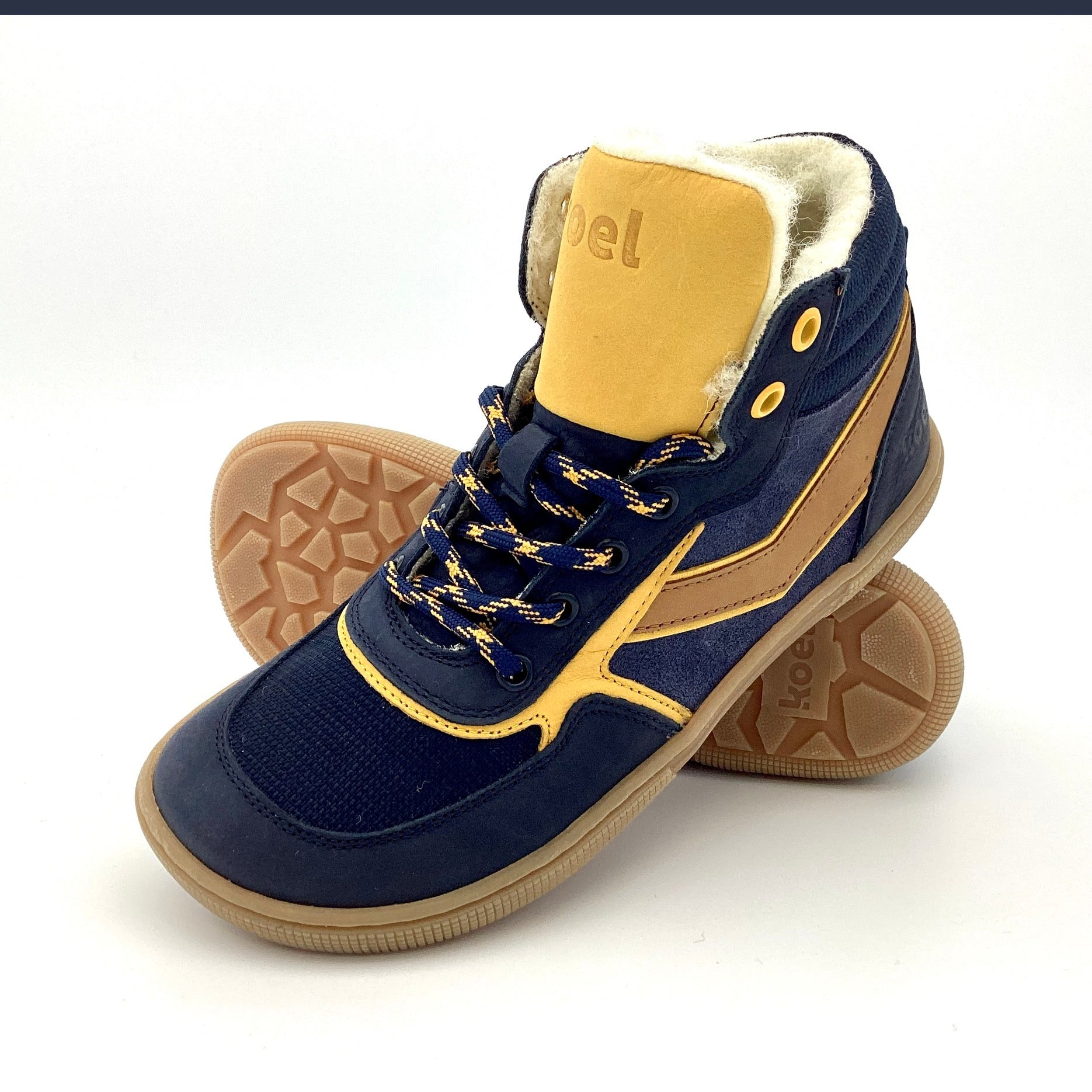 SNEAKER DANISH NAPPA I WOLLFUTTER - navy - gelb