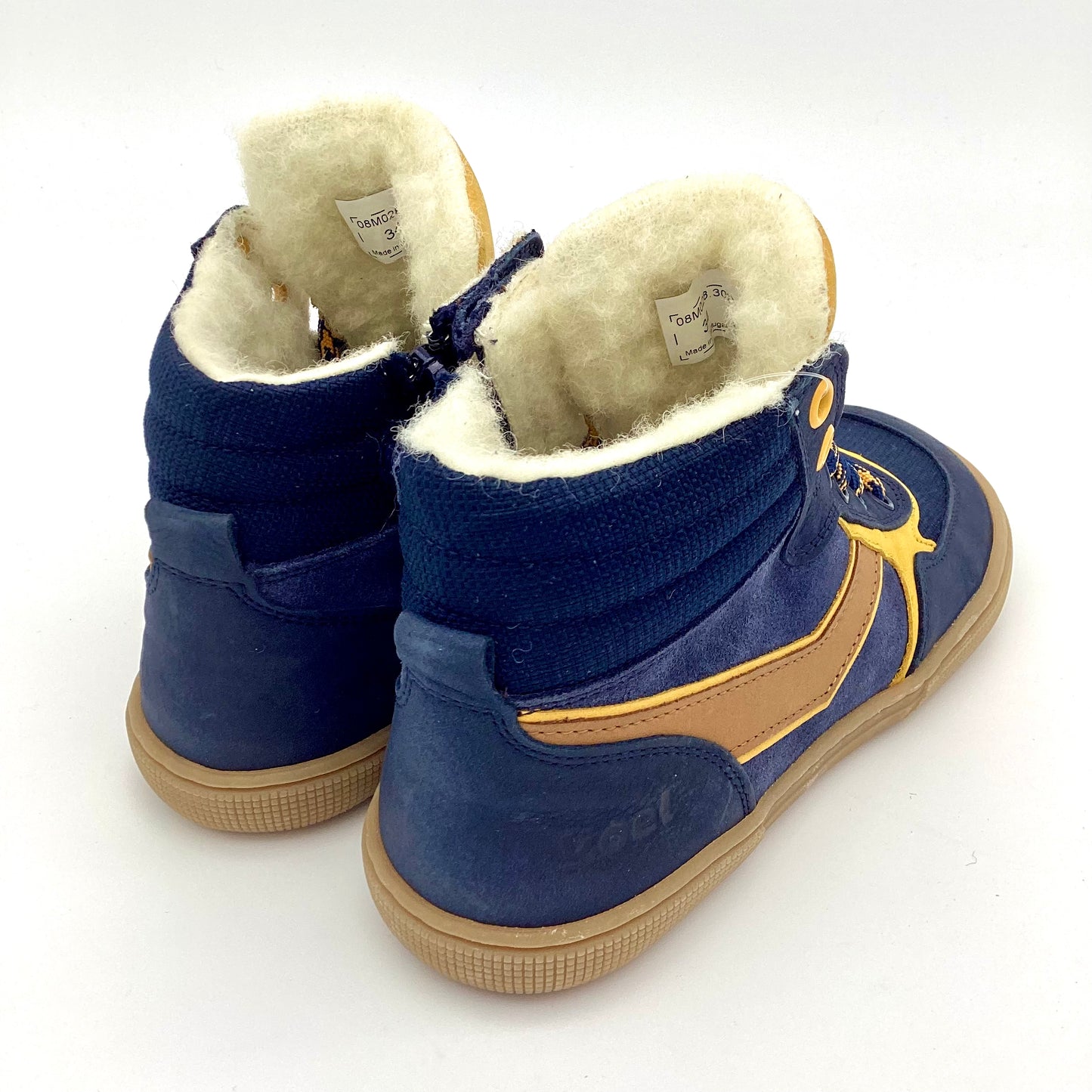 SNEAKER DANISH NAPPA I WOLLFUTTER - navy - gelb