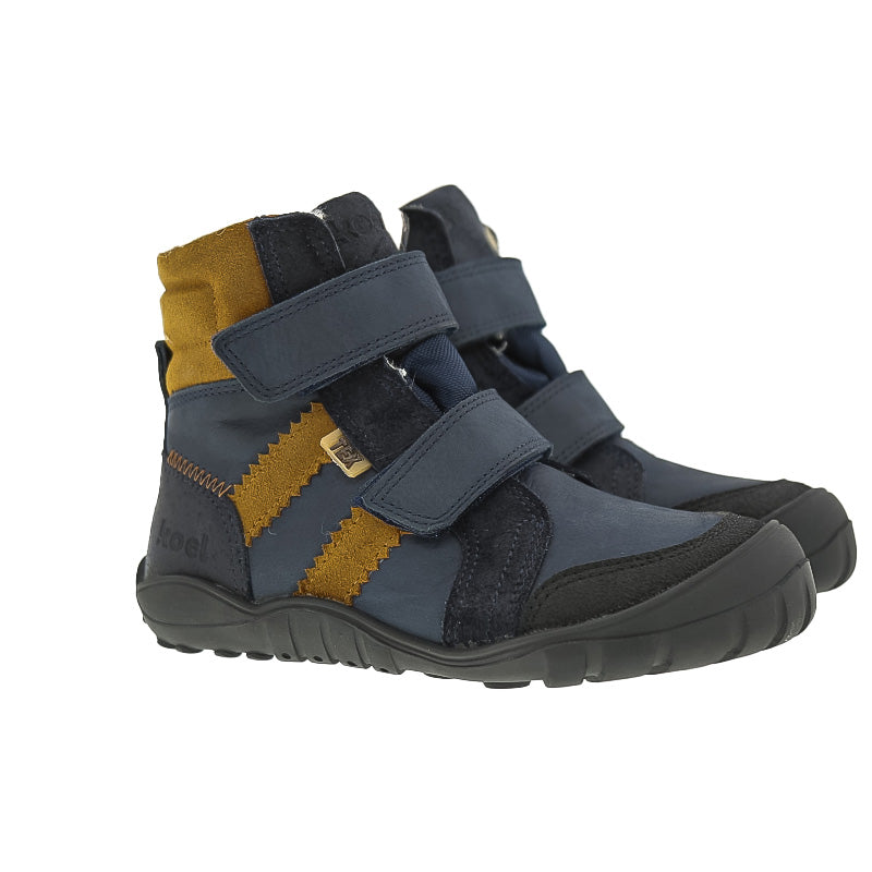 WINTER BOOT BAREFOOT HYDRO TEX MILO I WOLLE - navy-cognac