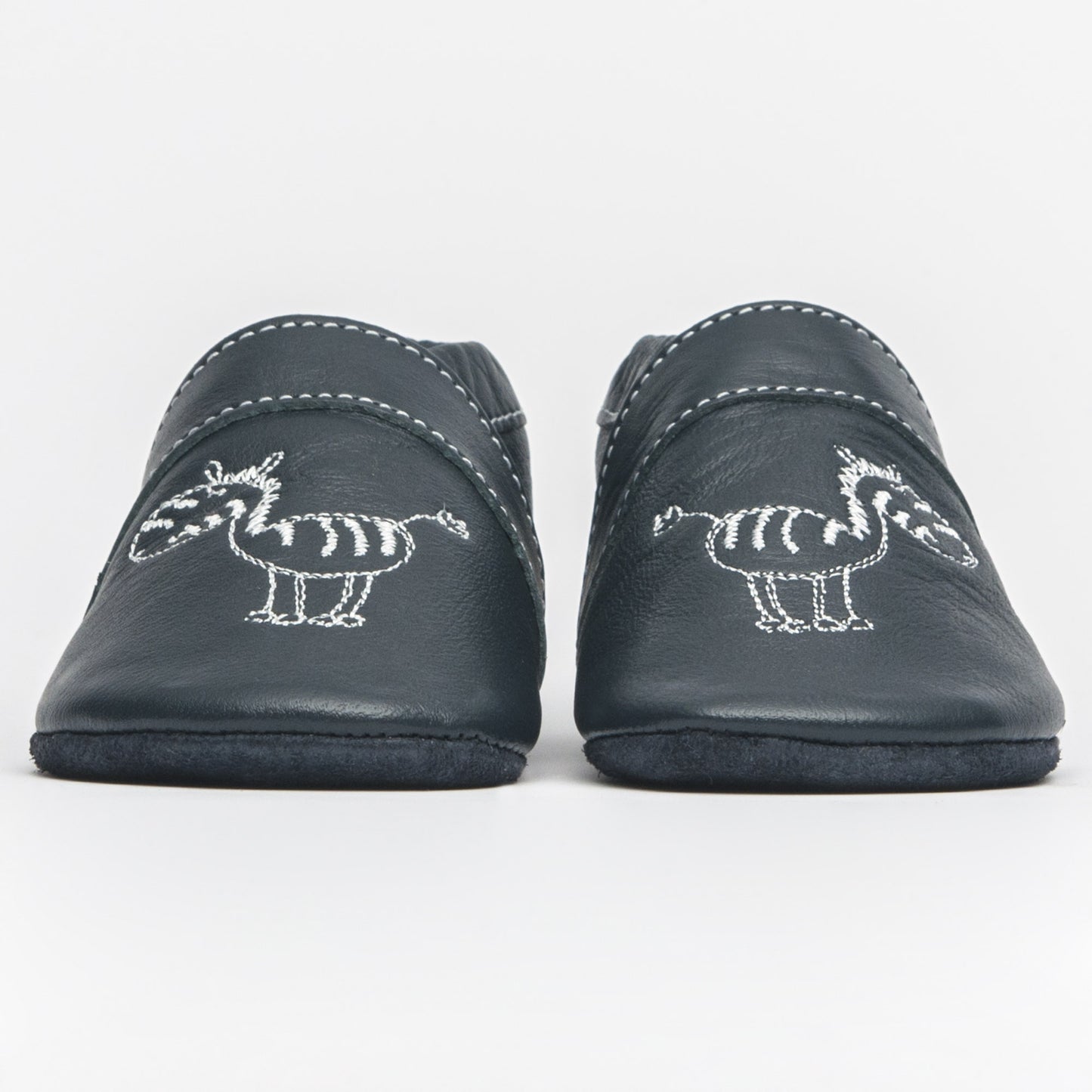 KRABBELSCHUH ZEBRA I LEDERSOHLE - navy