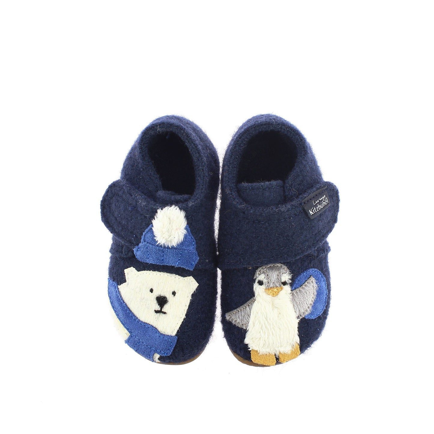 KINDER HAUSSCHUH KLETT I EISBÄR PINGUIN I WOLLWALK
