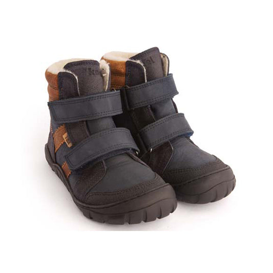 WINTER BOOT BAREFOOT HYDRO TEX MILO I WOLLE - navy-cognac