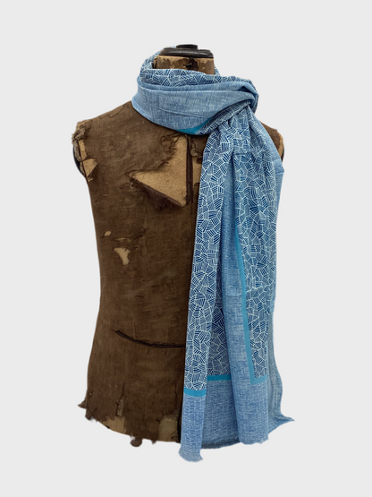 SCHAL BAUMWOLLE ARTISAN blau