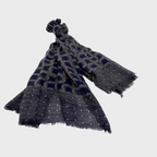 SCHAL GRAFIC PATTERN I WOLLE - SEIDE blau