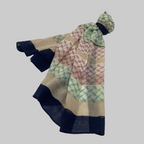 SCHAL TAFFEL I WOLLE - beige-Muster-navy