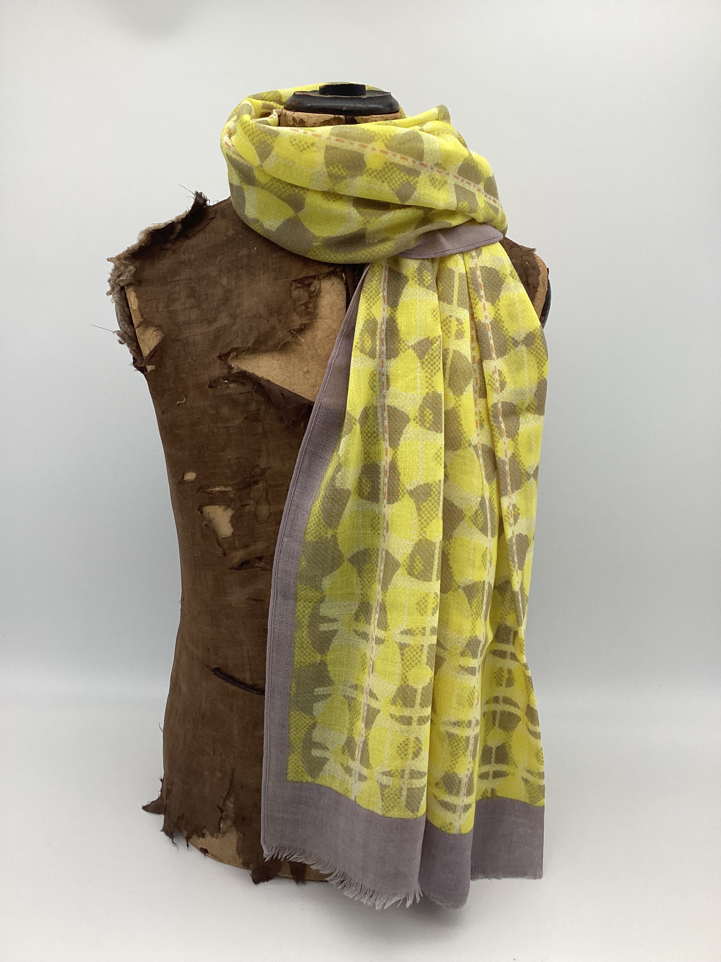 SCHAL IGGY I WOLLE -gelb-taupe