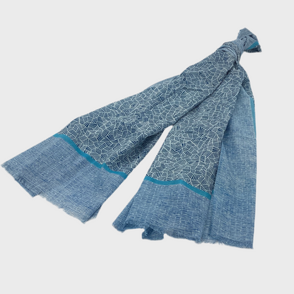 SCHAL BAUMWOLLE ARTISAN blau