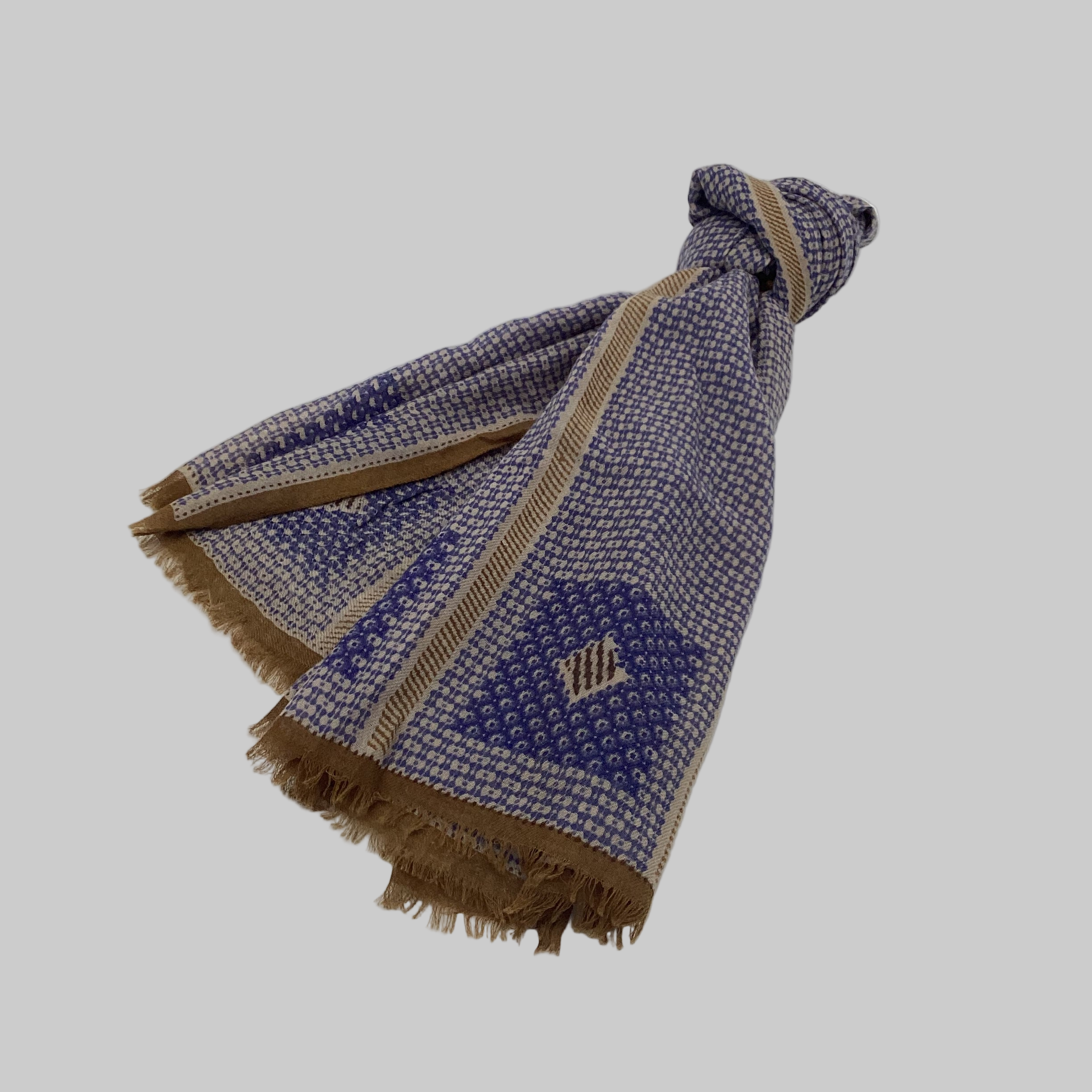 SCHAL KAYO I WOLLE- SEIDE - blau-braun