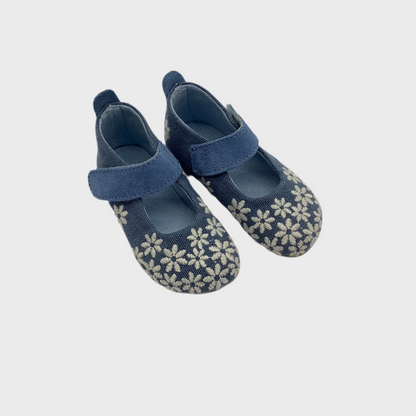 BABY HAUSSCHUH BALLERINA BLÜMCHEN I BAUMWOLLE jeans