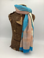 SCHAL TRAM I WOLLE - rot - hellblau