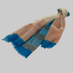 SCHAL TRAM I WOLLE - rot - hellblau