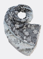 SCHAL FINE FLOWERS I  BIO BAUMWOLLE - anthrazit