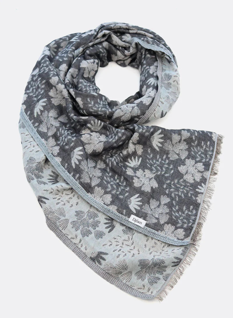 SCHAL FINE FLOWERS I  BIO BAUMWOLLE - anthrazit