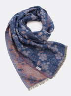 SCHAL FLOWERS I BIO BAUMWOLLE - blau