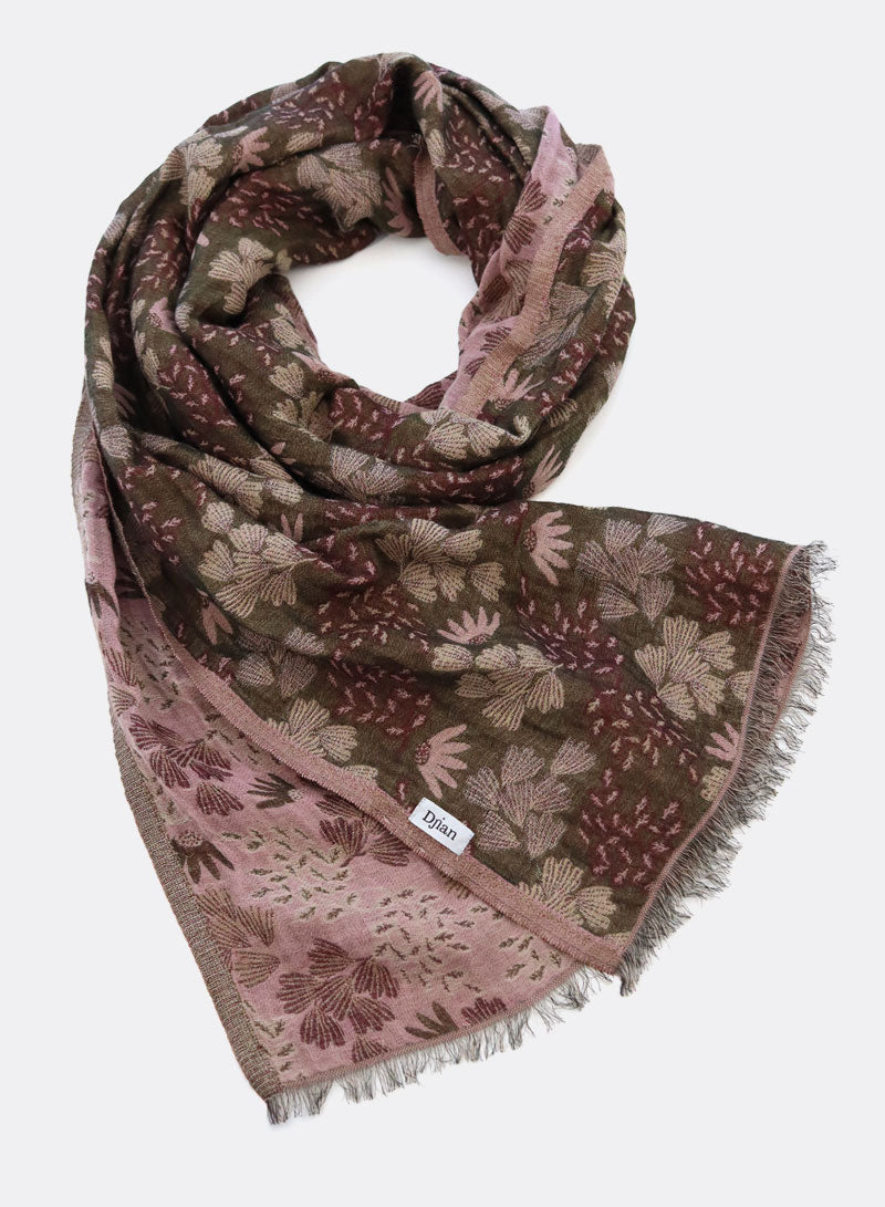 SCHAL FINE FLOWERS I  BIO BAUMWOLLE - bordeaux