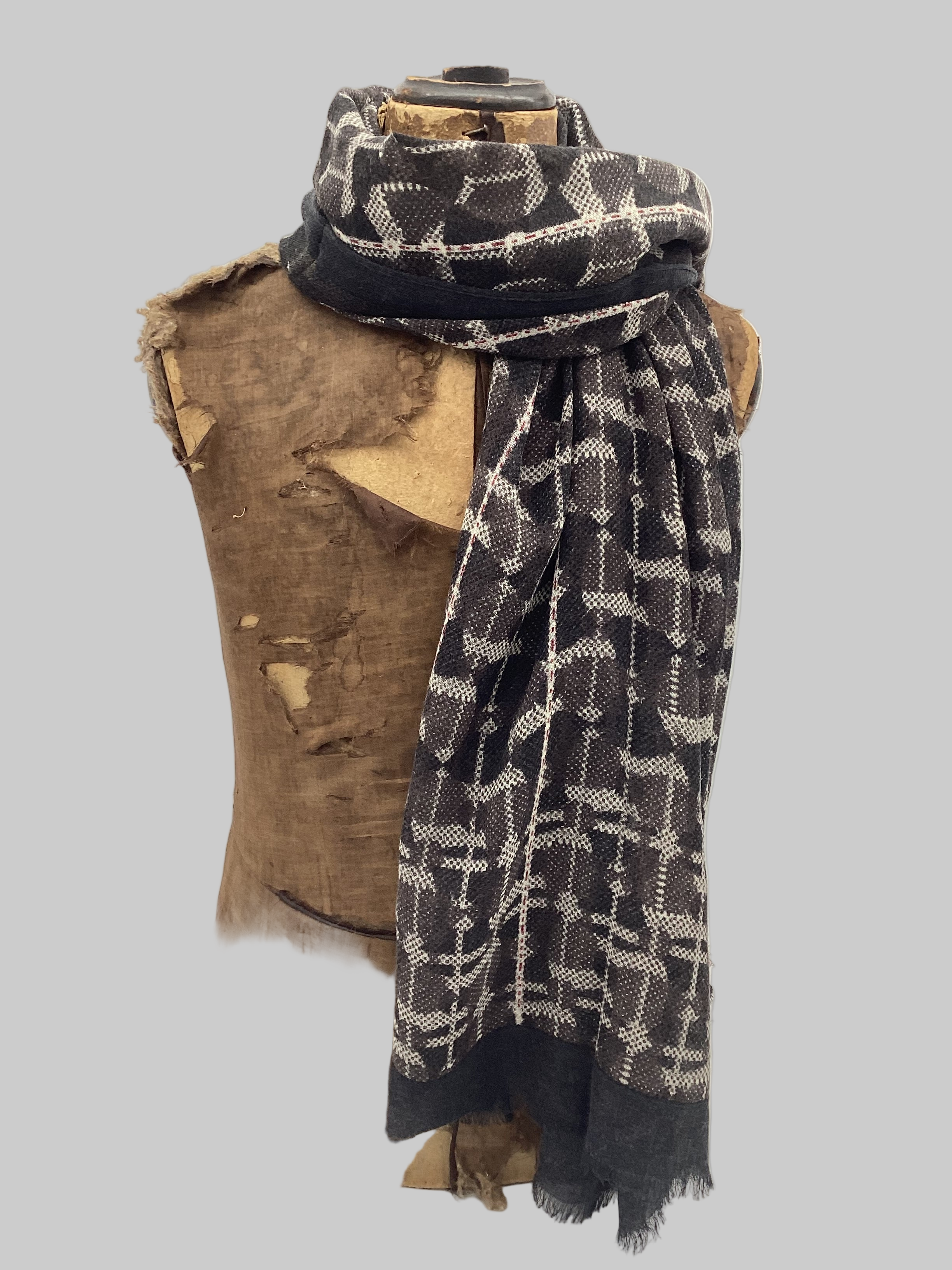 SCHAL IGGY I WOLLE - schwarz-hell