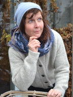 SCHAL FLOWERS I BIO BAUMWOLLE - blau