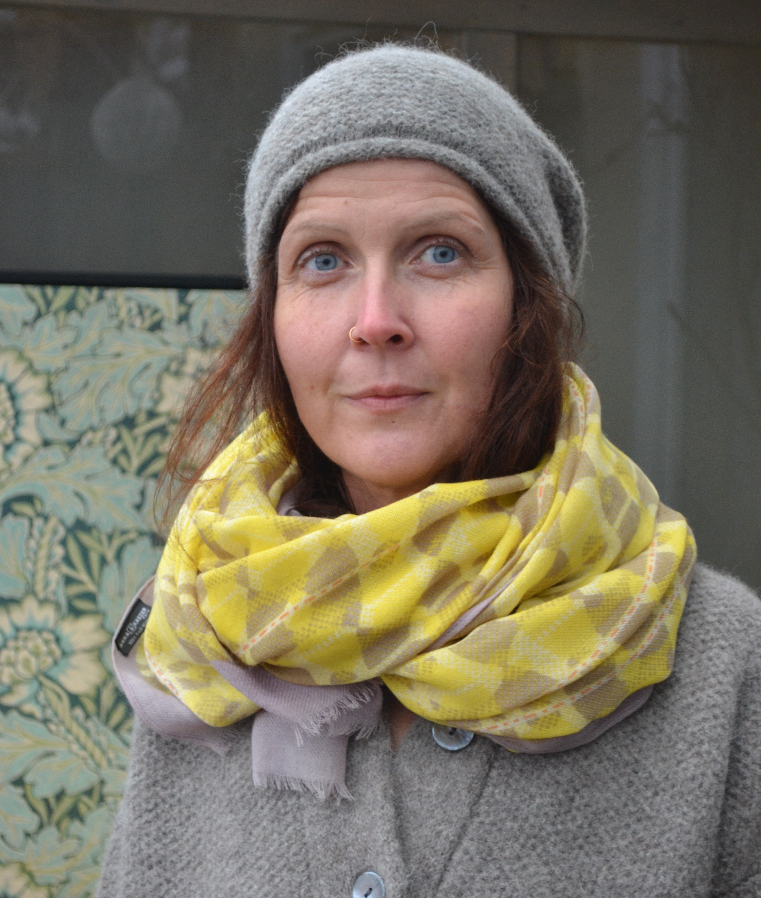 SCHAL IGGY I WOLLE -gelb-taupe