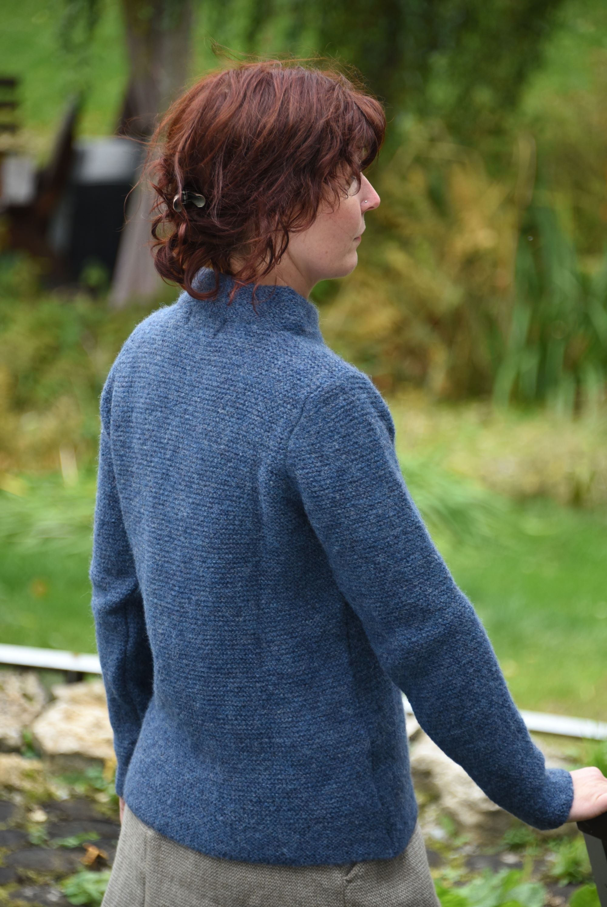PULLOVER MOCK NECK FRAUEN I ALPAKA - WOLLE, denim