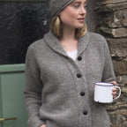 STRICKJACKE DAMEN I BABY ALPAKA - HIGHLAND WOLLE, smoke