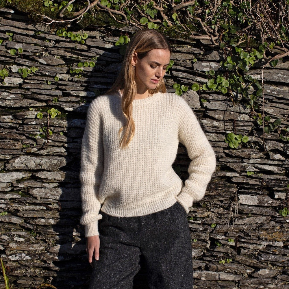 PULLOVER WAFFLE STICH FRAUEN I ALPAKA - WOLLE