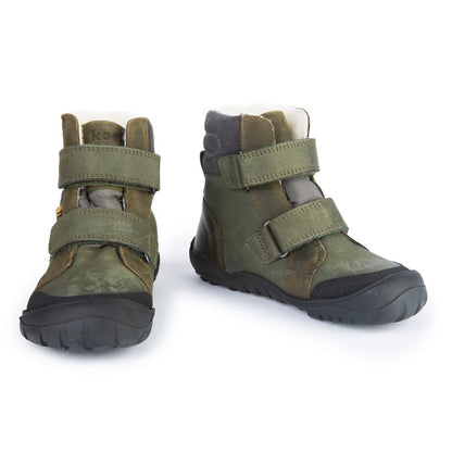 WINTER BOOT BAREFOOT HYDRO TEX MILO I WOLLE - khaki