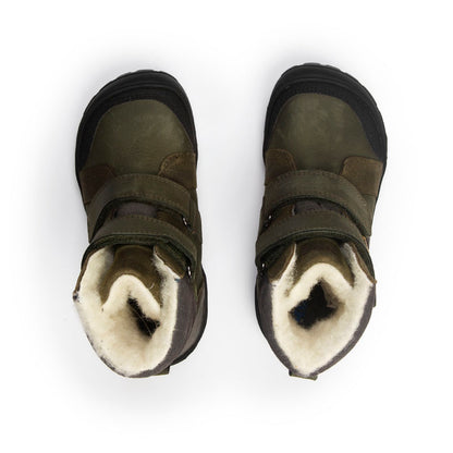 WINTER BOOT BAREFOOT HYDRO TEX MILO I WOLLE - khaki