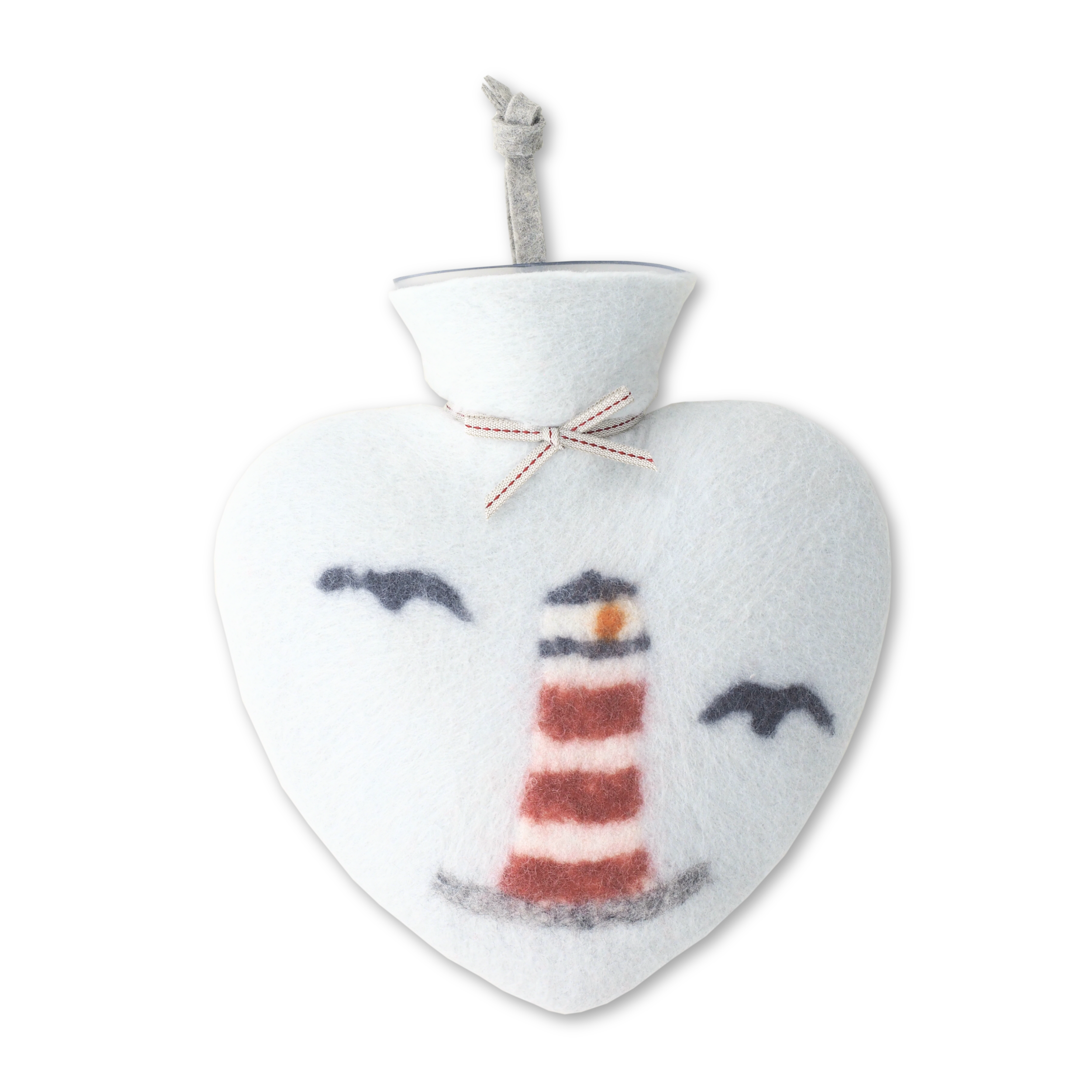 WÄRMFLASCHE HERZ I LEUCHTTURM - silver bich