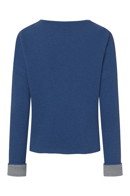 PULLOVER NICOLETTA I WOLLWALK - BAUMWOLLE blau