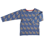 SHIRT LANGARM I PERLHUHN - blau