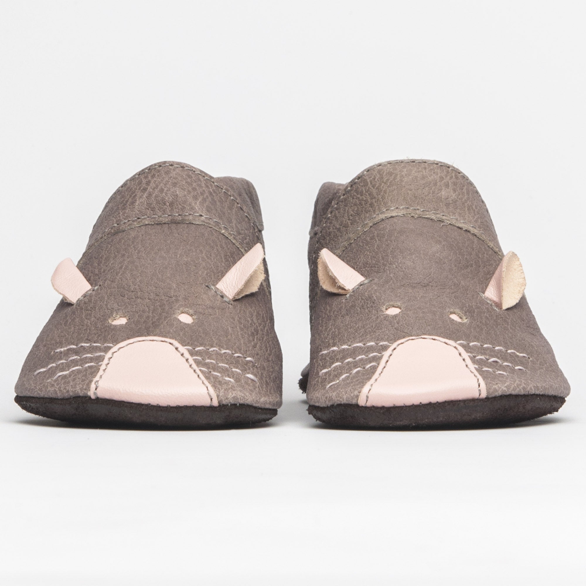 KRABBELSCHUH MAUS I LEDERSOHLE - steingrau
