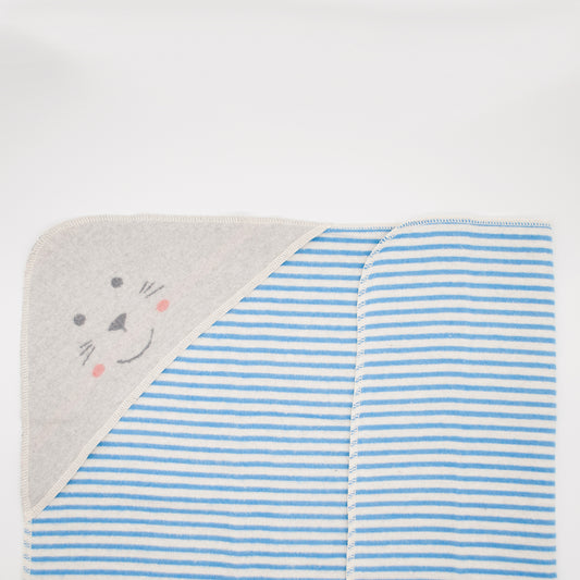 BABYDECKE ROBBE MIT KAPUZE