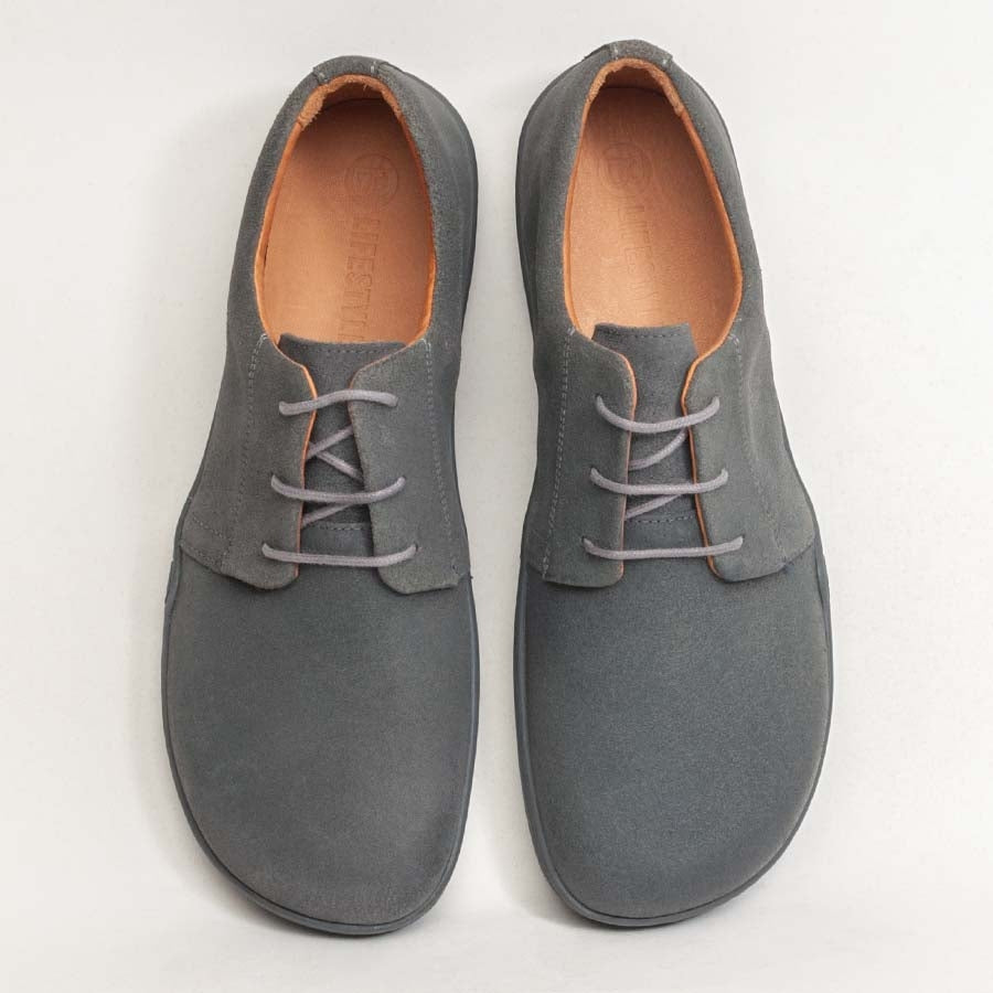 SCHNÜRSCHUH PURE STYLE | VELOUR WAX grau - schwarz